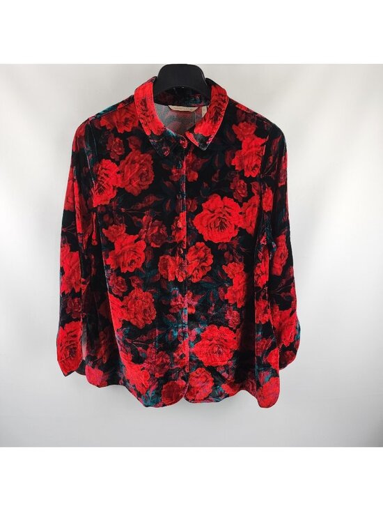 Soft Surroundings Tops - Soft Surroundings Shirt Womens PXL Icon Silk Velvet Poets Art Floral NWT 3EM11